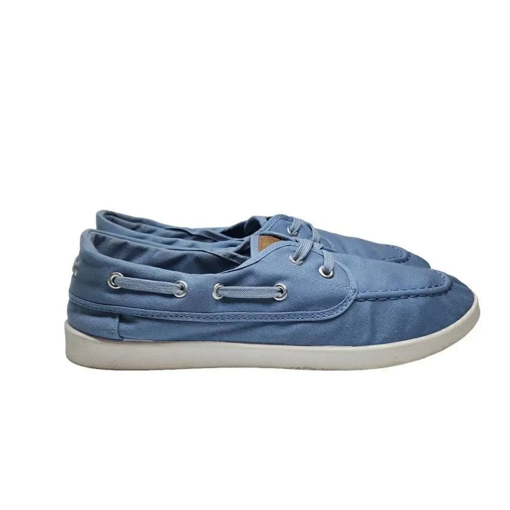 Lincoln Outfitters Womens Blue and White Slip On Denim Flats Dock Shoes‎ Size 11